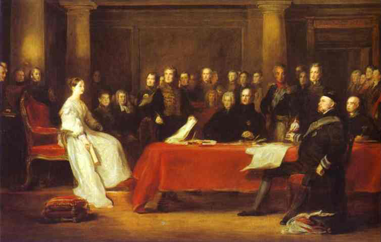 Sir David Wilkie Victoria holding a Privy Council meeting